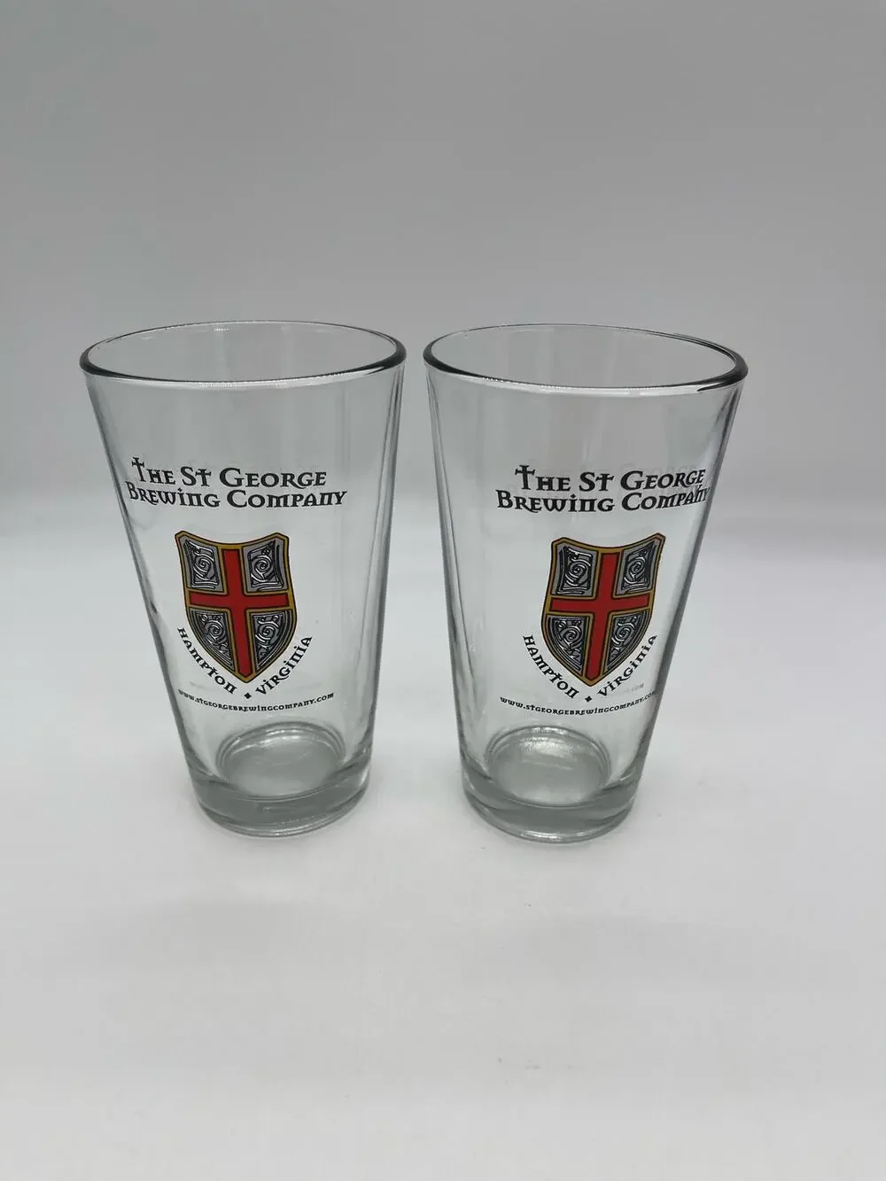The St George Brewing Company Hampton Virginia Pair of Pint Beer Glasses